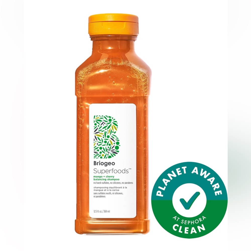 🆕 BRIOGEO
Superfoods Mango + Cherry Oil Control &
Balancing Shampoo